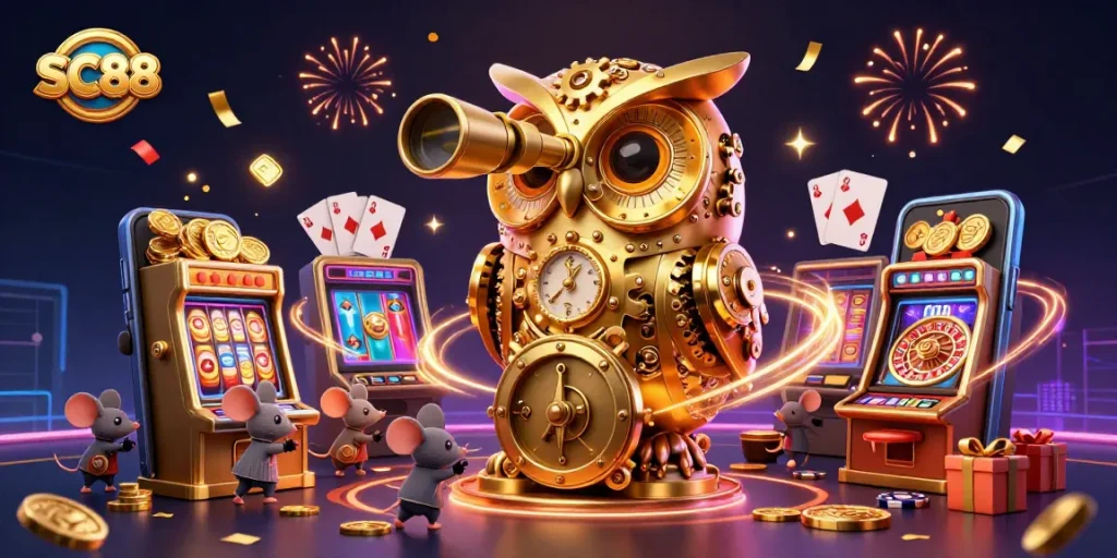 Experience thrilling gameplay at SC88 with a vibrant 3D casino scene filled with magical elements and engaging characters.