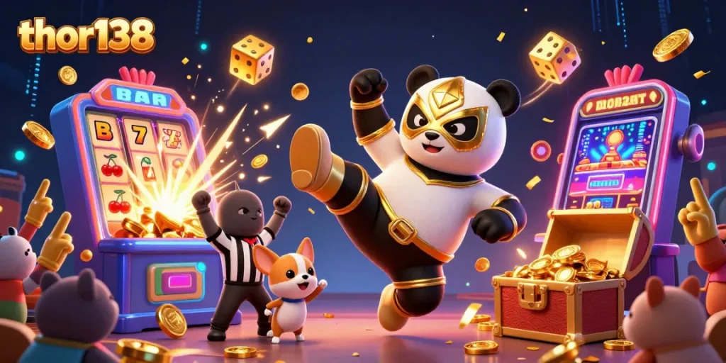 Thor138 ajak penggemar kasino dengan karakter 3D kartun dalam pertarungan penuh warna.