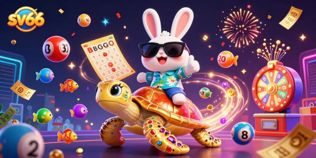 Experience thrilling gameplay at sv66 with lucky rabbit and golden turtle amidst casino games.