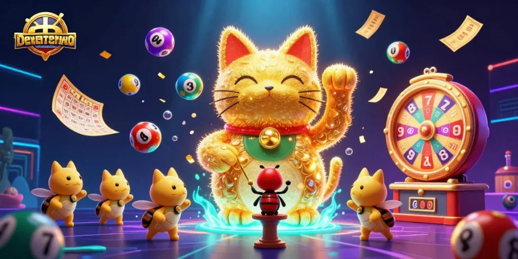 Experience the excitement of denemebonusuverensiteler with a vibrant 3D casino-themed illustration featuring lucky symbols.