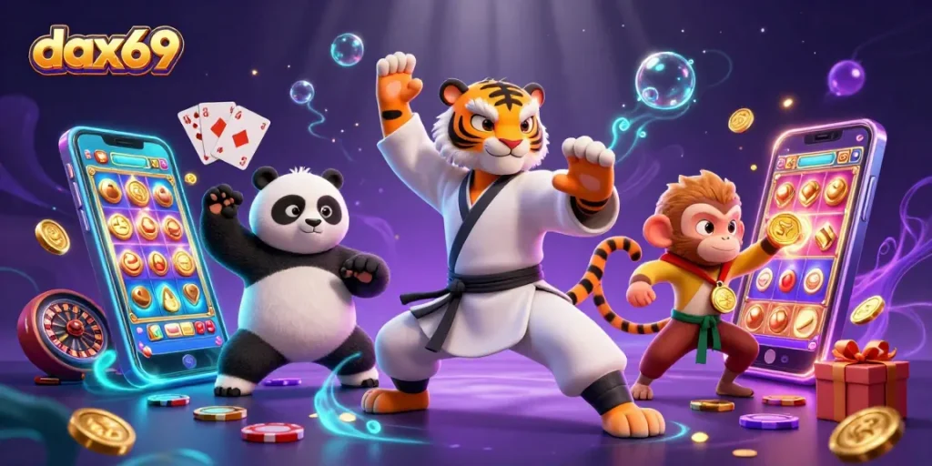 Menangkan permainan di dax69 dengan slot gacor dan simbol keberuntungan berdesakan dalam ilustrasi menarik.