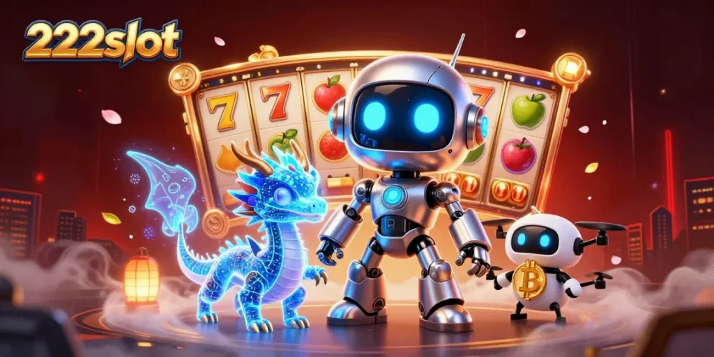 Menangkan jackpot di 222slot dengan simbol slot yang berwarna-warni dan suasana kasino yang menarik.