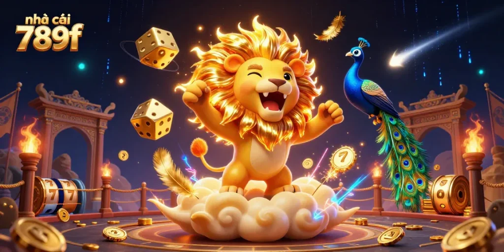 Join the exciting games at nhà cái 789f with vibrant 3D casino illustration showcasing golden dice and animated characters.