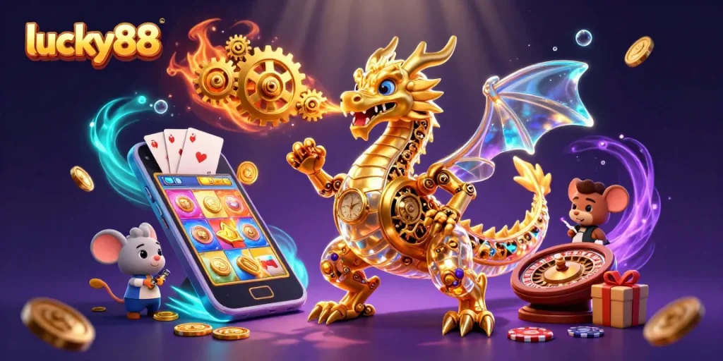 Experience thrilling gameplay with luck at lucky88, featuring golden dragon and jackpot elements.