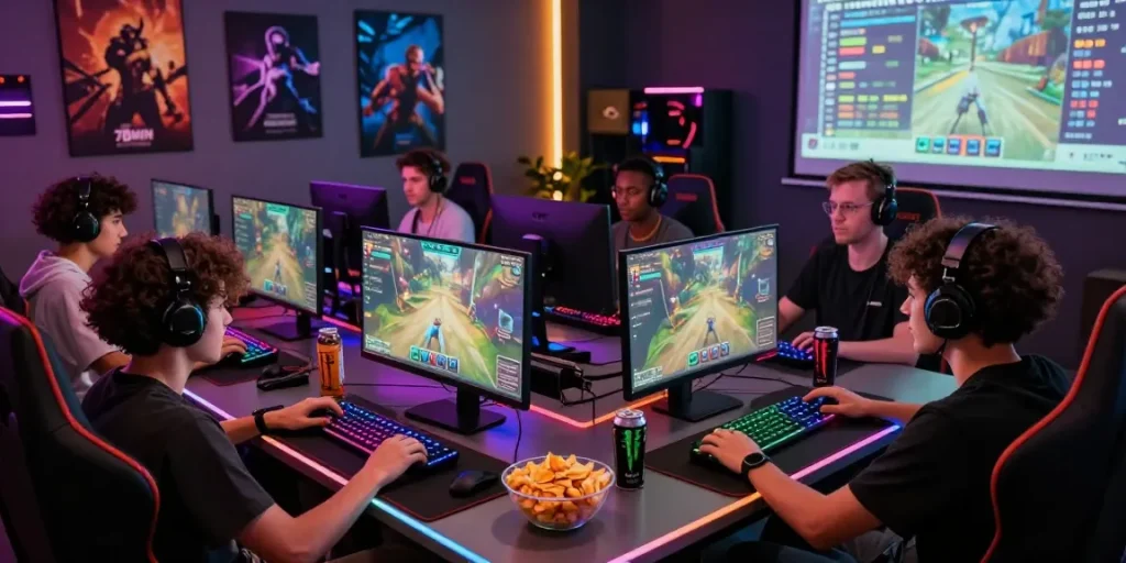 78win gaming excitement with friends at a vibrant online gaming table.