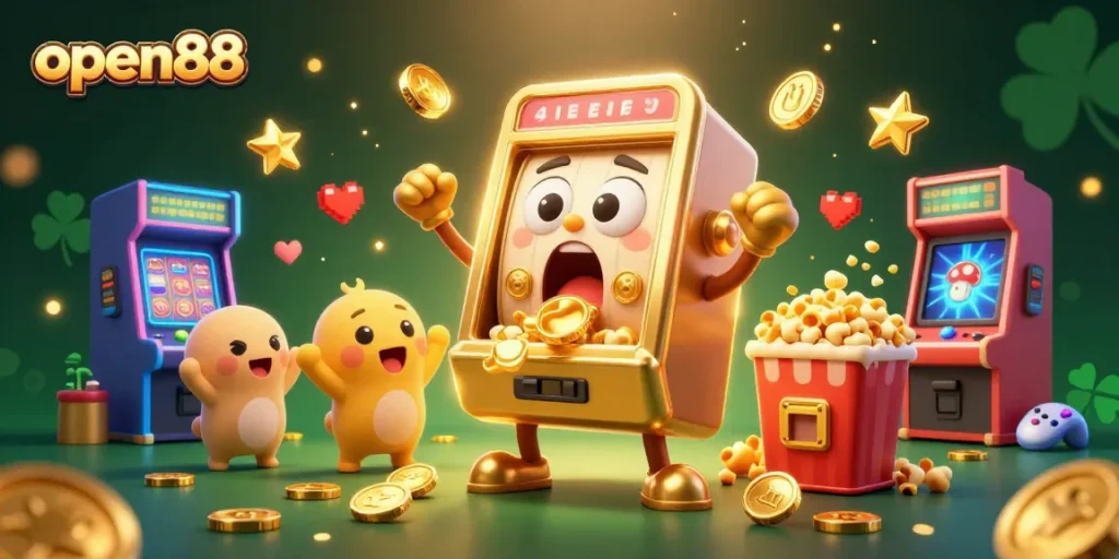 Experience jackpots and excitement at open88 with vibrant slot machines celebrating winnings.