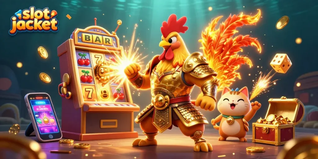 Menggandakan peluang menang di slot jackpot dengan karakter unggul dan simbol permainan yang semarak.