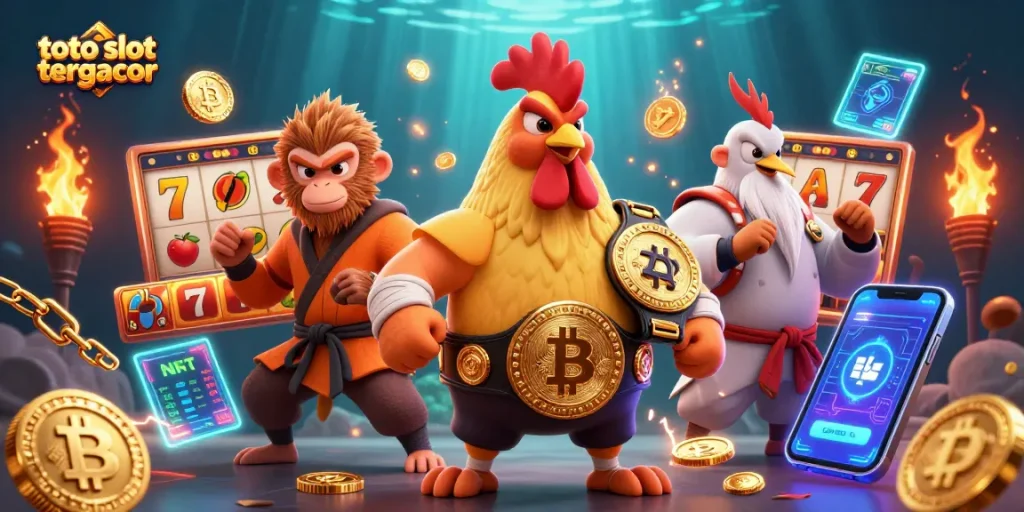 Experience thrilling wins with toto slot tergacor in this vibrant casino scene featuring dynamic characters and game elements.