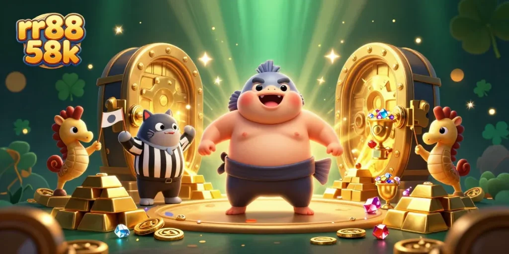 Experience the thrill of rr88 58k in a vibrant underwater casino scene filled with dazzling treasures.
