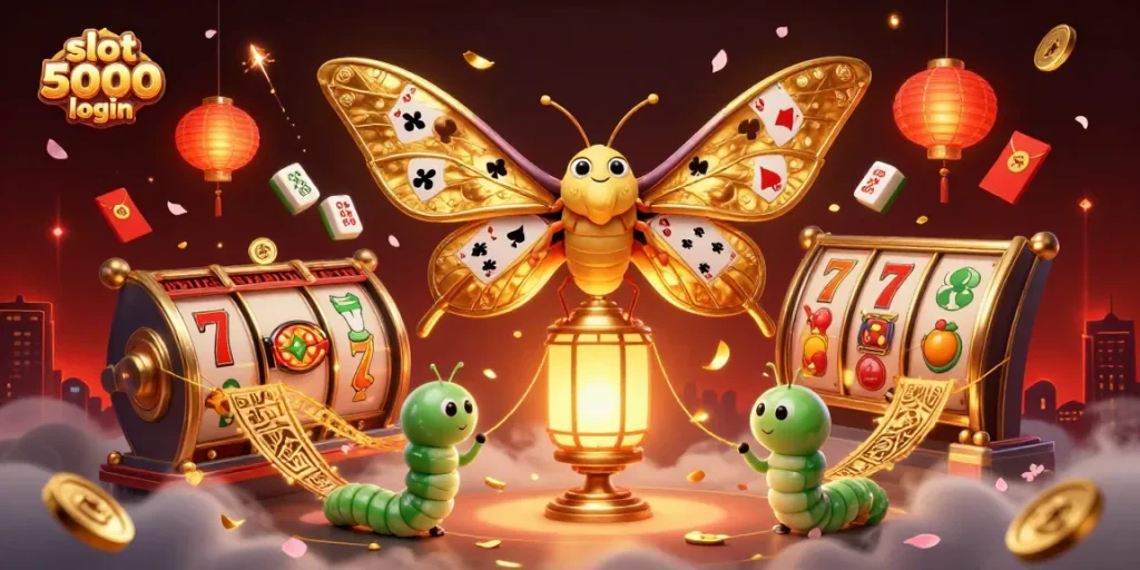 Experience the thrill of slot 5000 login with our dynamic 3D casino illustration featuring vibrant game elements.